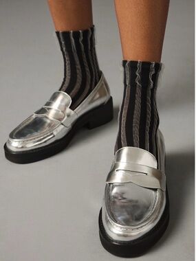 Bibi Lou Women’s Silver Metallic Penny Loafers